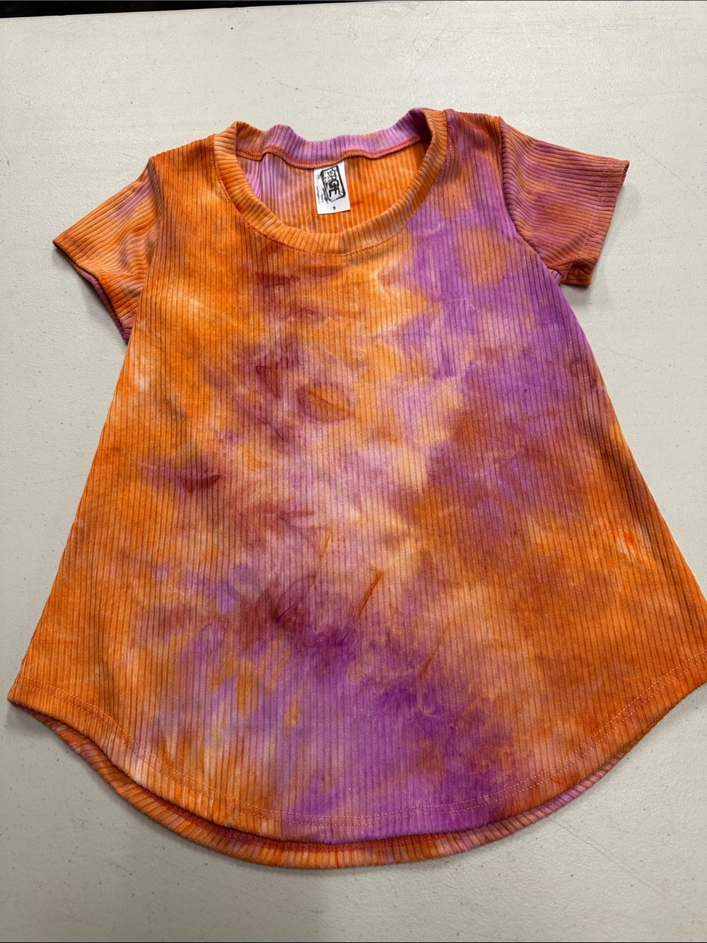 Erge Girls Tie-Dye Ribbed Tee Dress - Orange & Purple - YS (7/8)